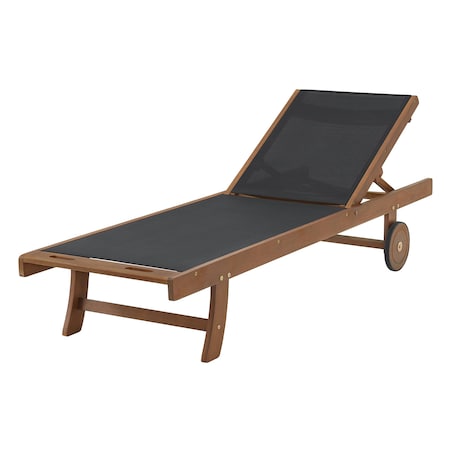 Alaterre Furniture Caspian Eucalyptus Wood Outdoor Lounge Chair with Mesh Seating ANCP01EBO